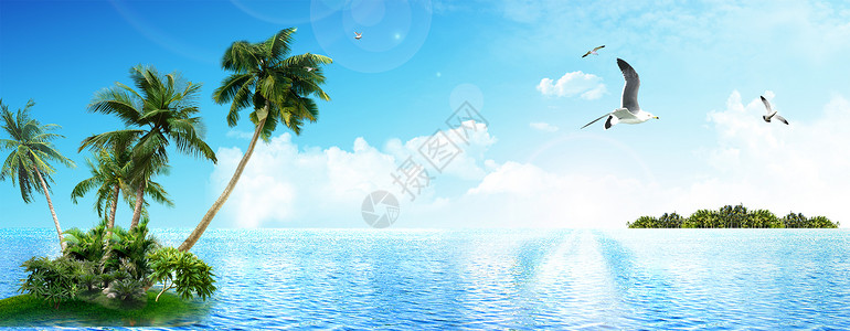海鸥岛夏日唯美风景设计图片
