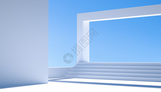 墙壁是白色的C4D大气白色场景设计图片