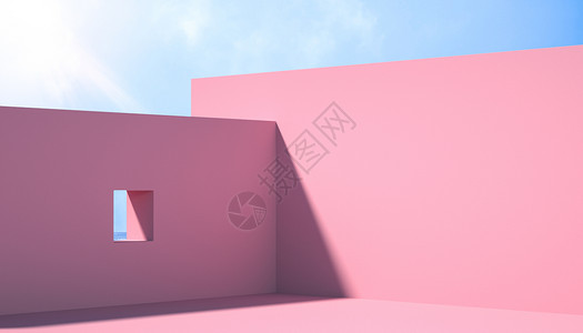 粉红房间C4D粉红空间背景设计图片