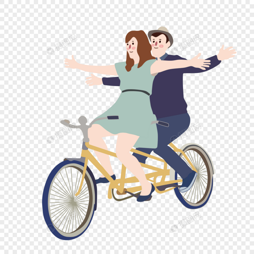 骑车的情侣图片