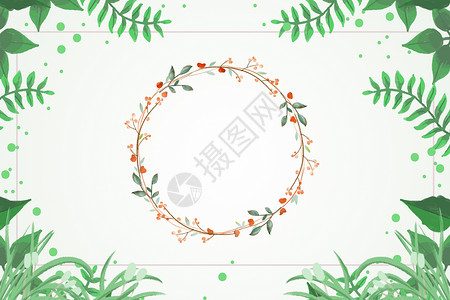 植物圆形花环文艺植物背景设计图片