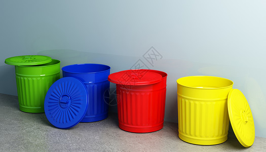 黄色垃圾篓3D垃圾桶模型设计图片