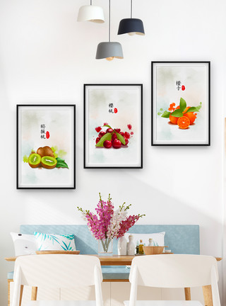 饭厅水果墙画北欧简约水果装饰画模板