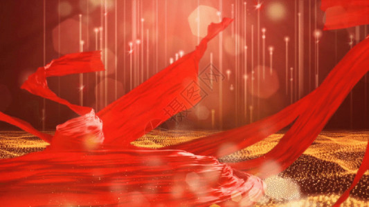 布料工艺大气红绸开场歌舞背景GIF高清图片