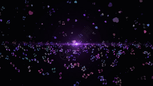 紫色音乐动态唯美音符爱心粒子gif高清图片