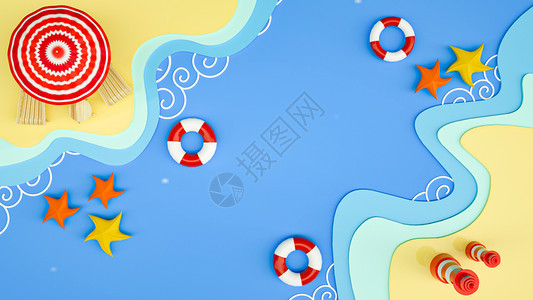 夏季太阳伞沙滩 夏天设计图片