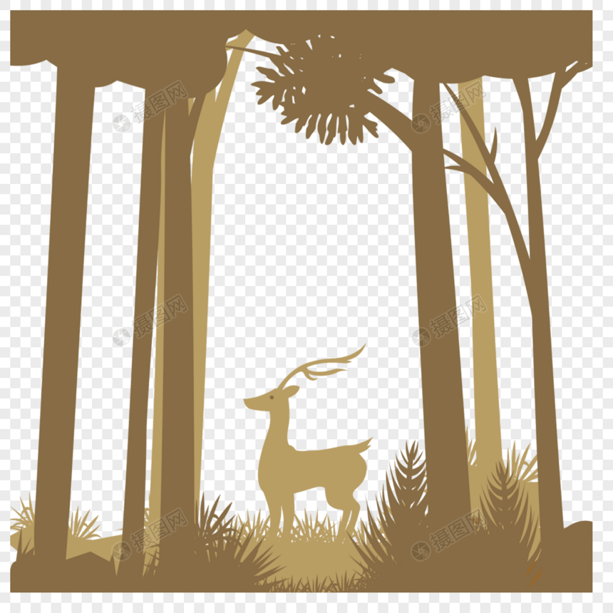 卡通树林鹿图片