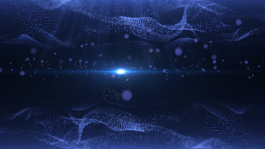 抽象波浪蓝色科技感光效大气粒子波浪动态gif高清图片