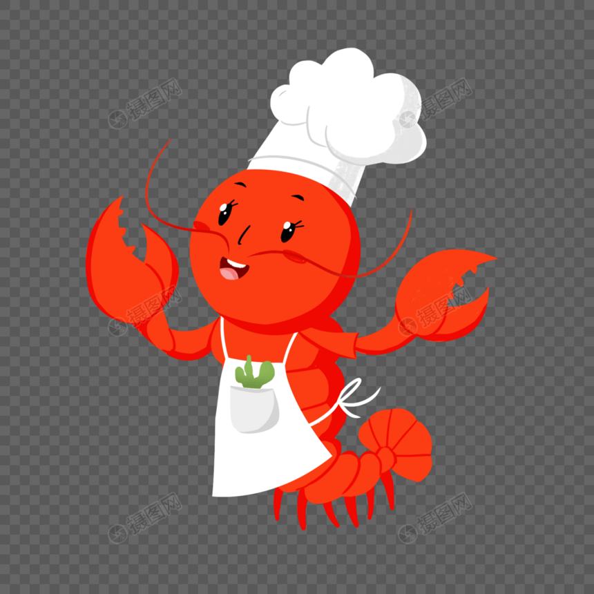 卡通小龙虾厨师图片
