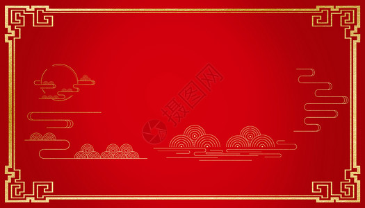 红色底纹边框大气红金背景设计图片