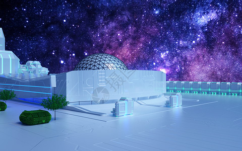 未来城市建筑夜景背景图片