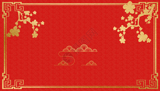 几何花卉图案红金中国风背景设计图片