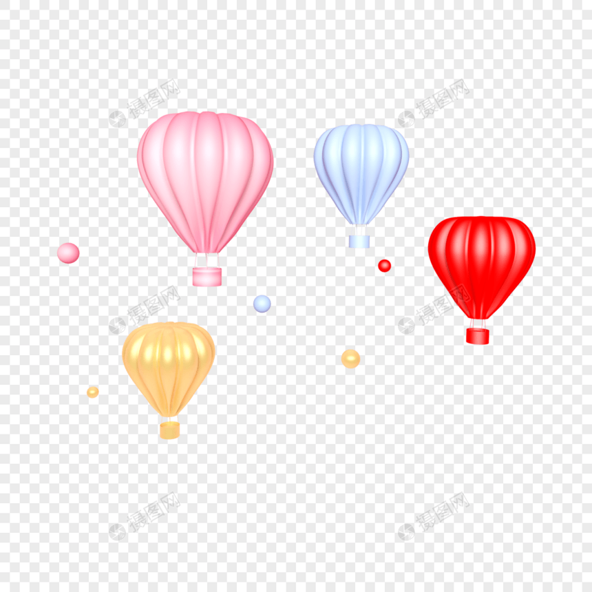 四个漂浮热气球插图图片