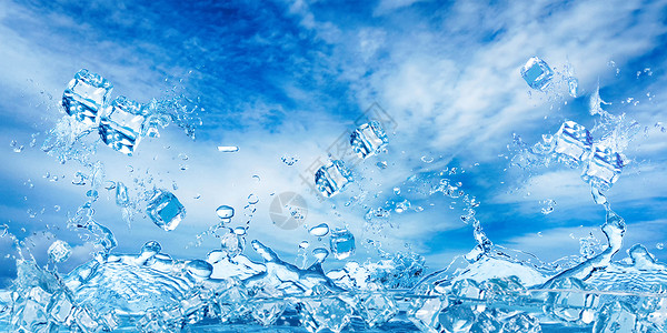 夏日冰蓝色冰块背景设计图片