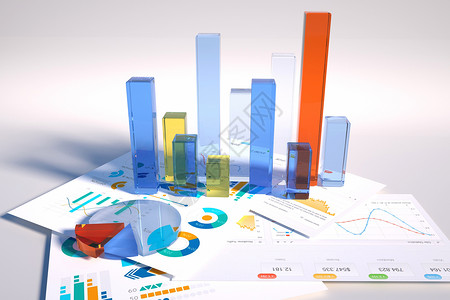3d柱状图金融数据统计展示设计图片