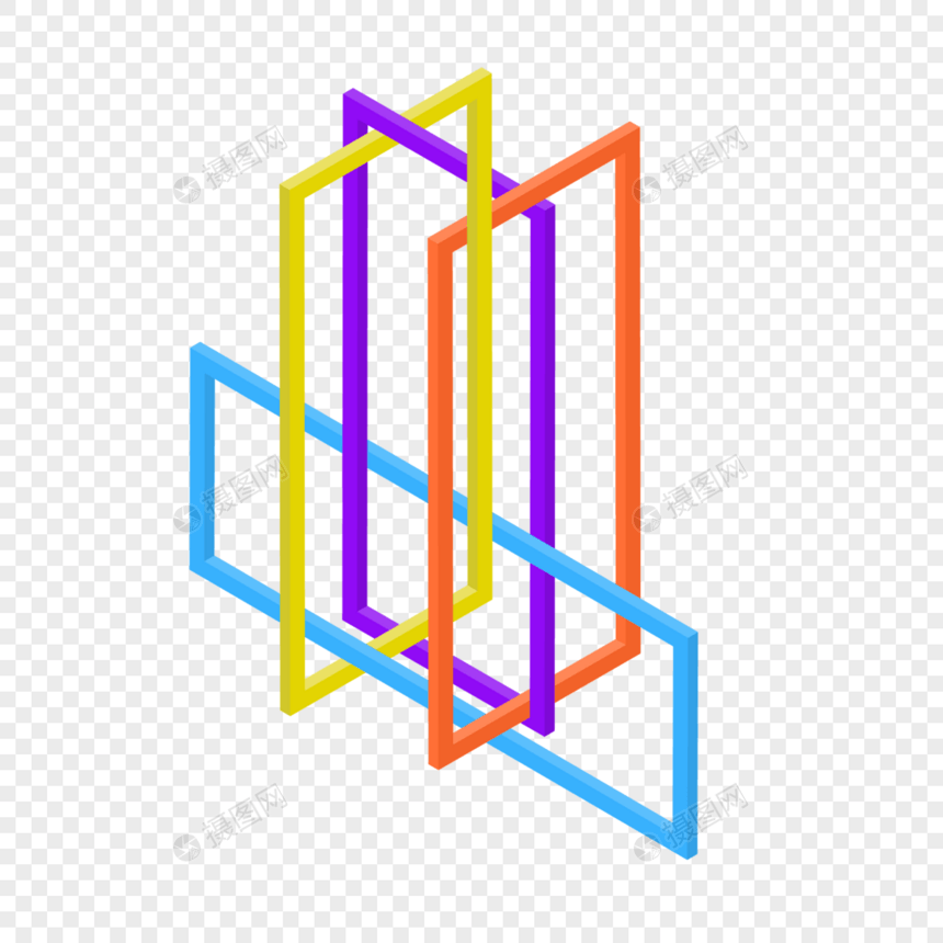 立体交叉彩色方框图片