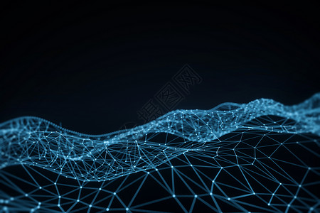 三维光点连接科技蓝粒子空间设计图片