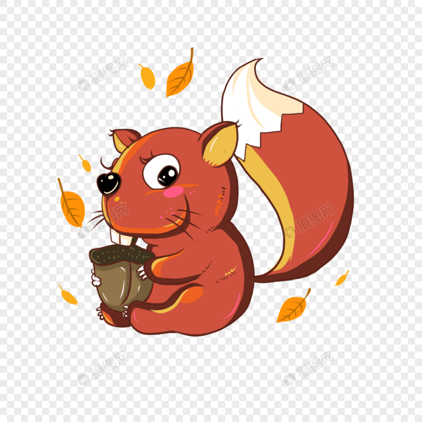 可爱小动物插画秋天的小松鼠和橡子图片