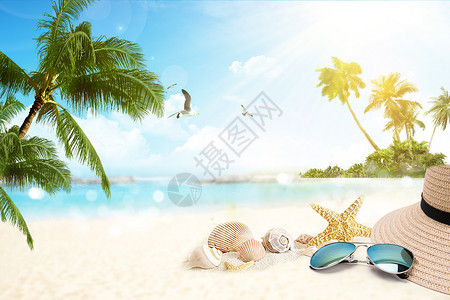 沙滩度假人夏日背景设计图片