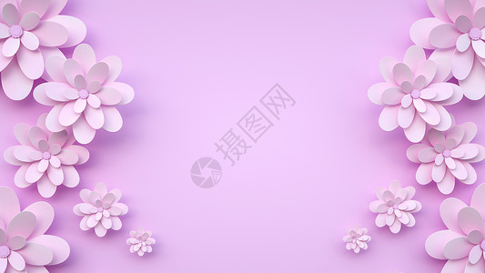 粉色紫色花朵立体浮雕花设计图片