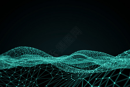 绿色阴影的网格科技网格粒子空间设计图片