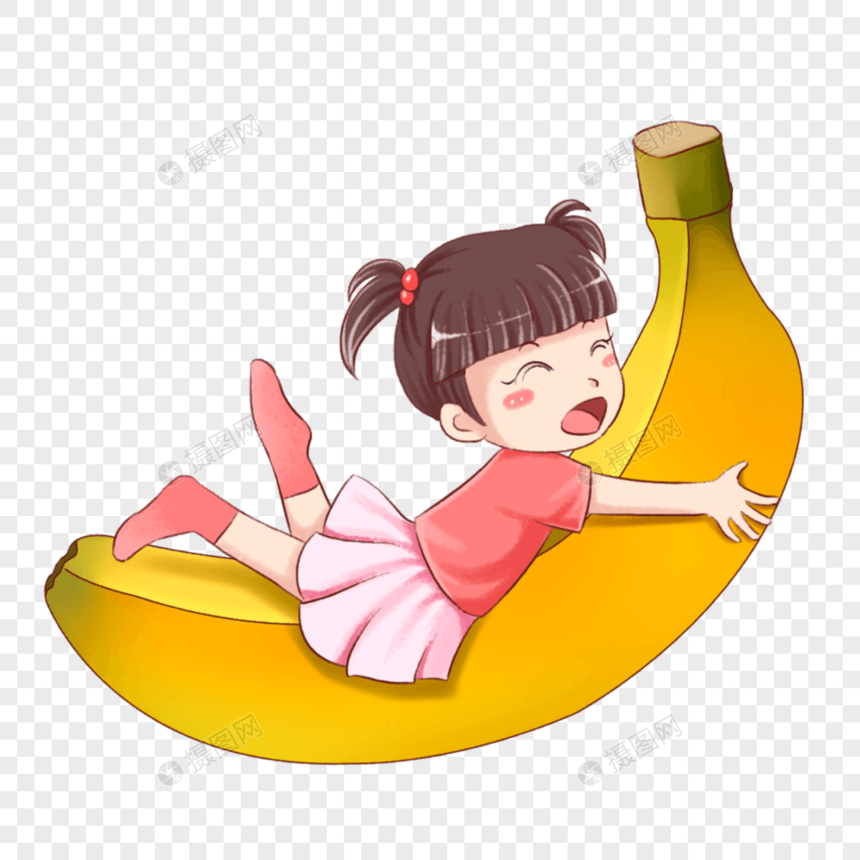 小女孩与香蕉图片