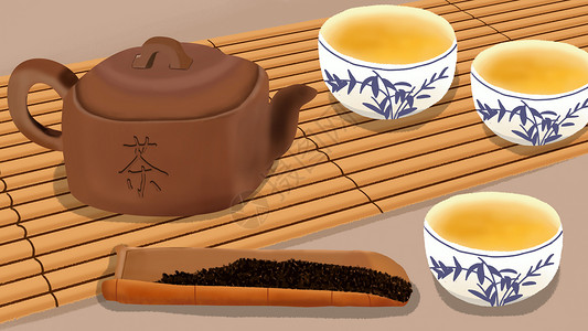 日式茶道茶艺师形象茶道插画