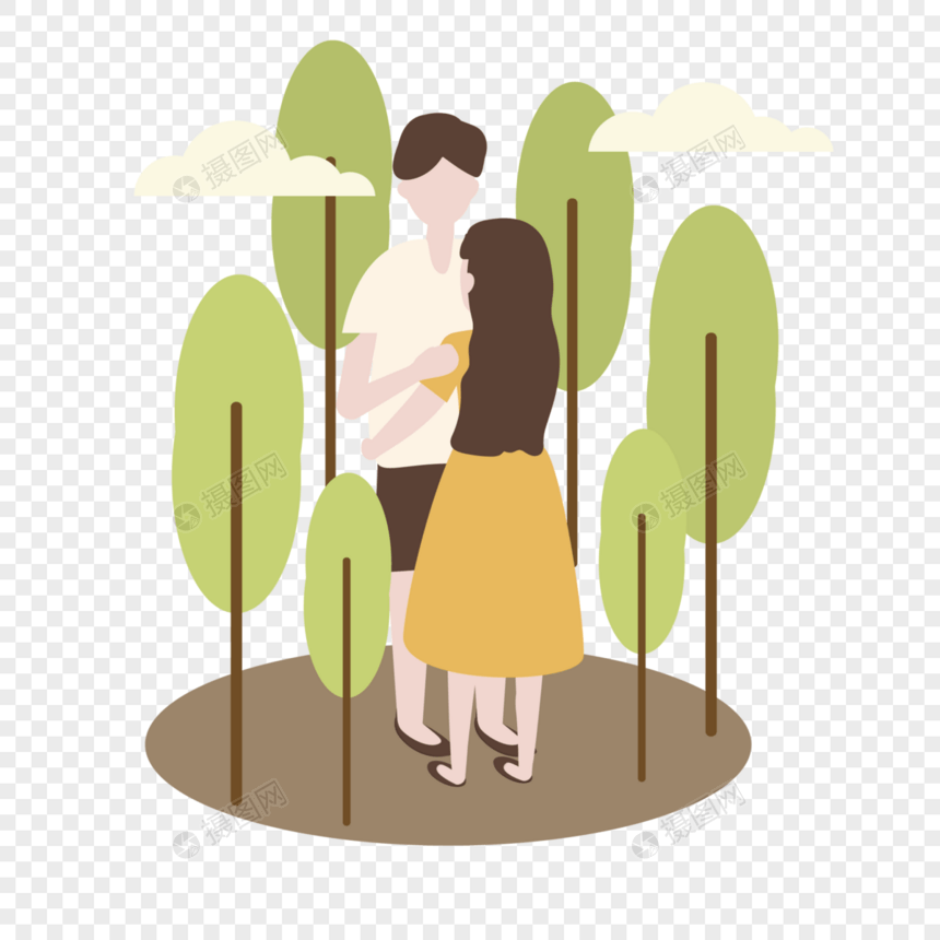 树林中的情侣图片