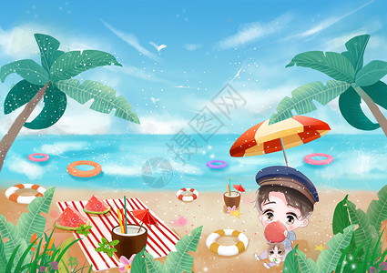 夏天椰子海滩高清图片