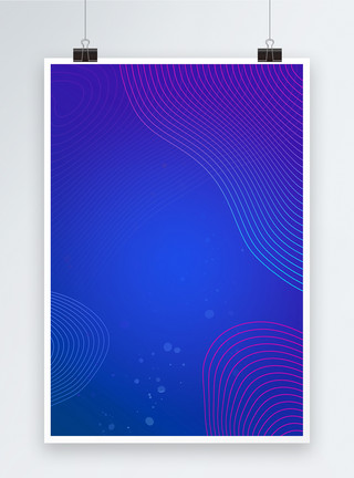 蓝色图形边框创意科技感线条海报背景模板