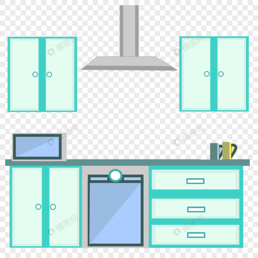 扁平风厨房元素图片