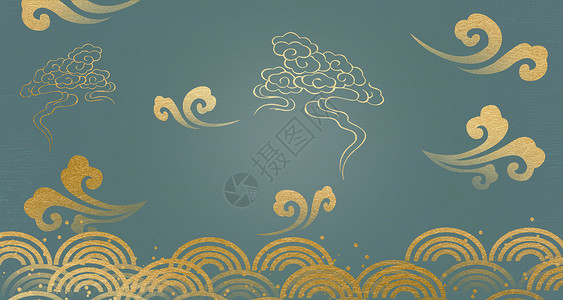 金色蕾丝花边中国风背景设计图片