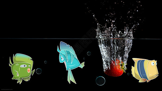 彩色飞溅壁纸金鱼创意摄影插画插画