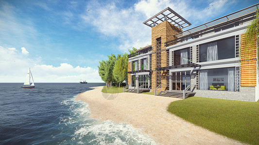 二层休闲舒适海景别墅设计图片