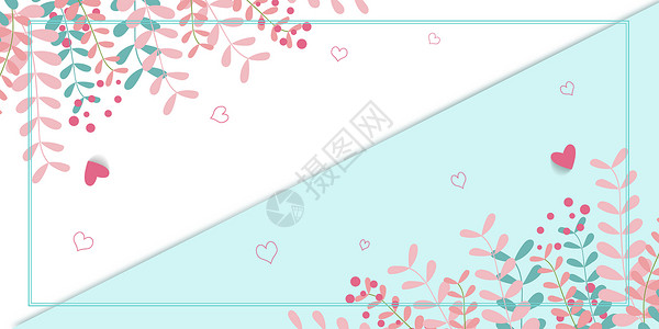 粉色柔色插图板小清新植物花卉背景设计图片