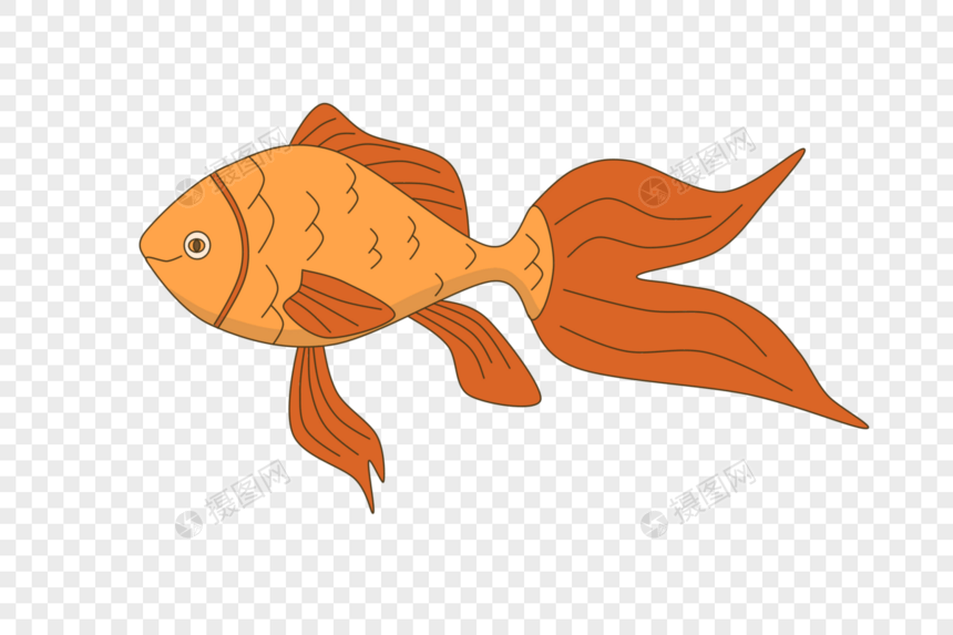 橙色卡通鱼图片