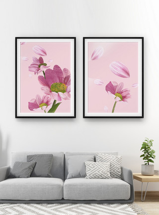 INS壁纸粉色花卉装饰画模板