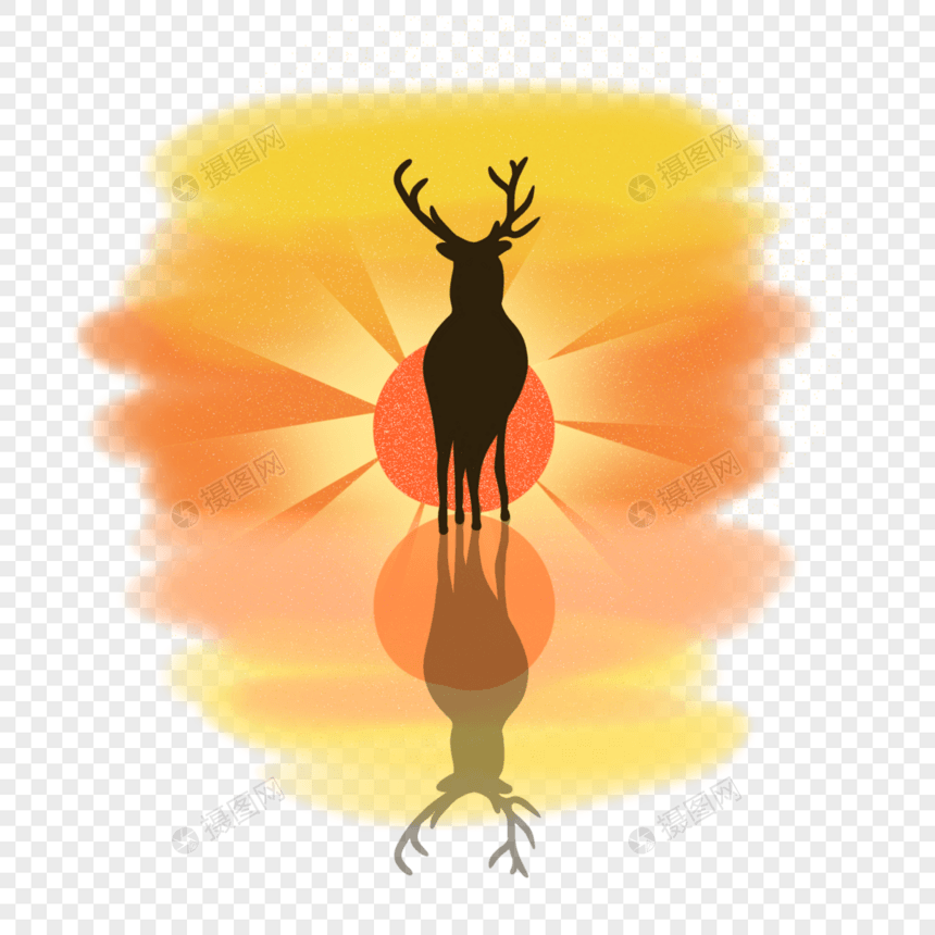 落日麋鹿图片