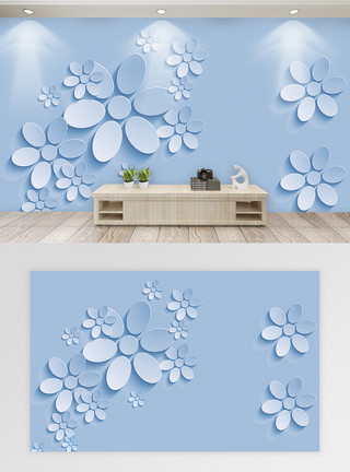 剪纸风花朵花卉背景墙模板