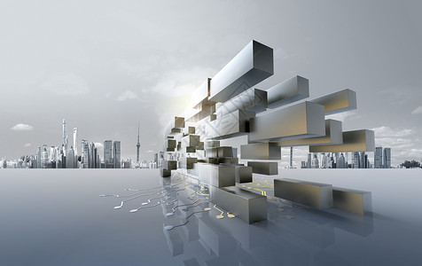 方块立体商务科技背景设计图片