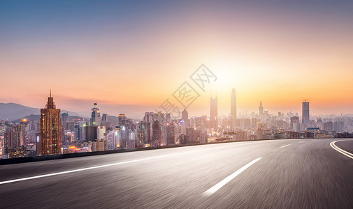 日落公路公路城市背景设计图片
