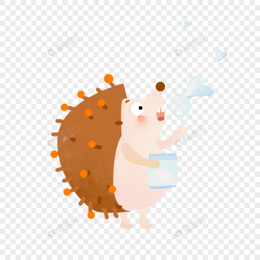 立秋小刺猬动物吹泡泡图片