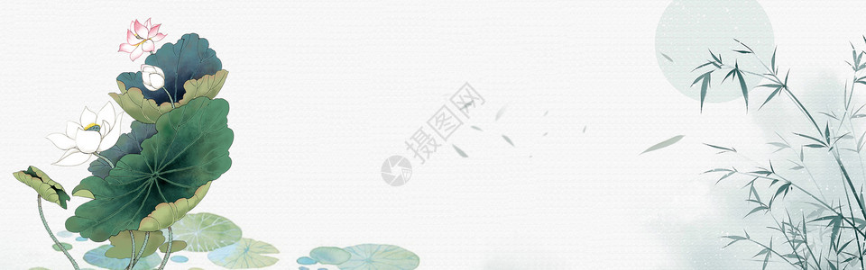荷花中国风背景水墨荷花背景设计图片