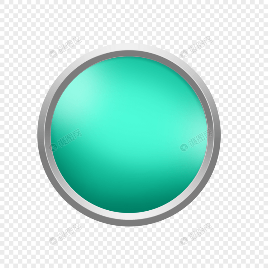 手绘创意按钮圆形不锈钢外圈小清新绿色按钮图片