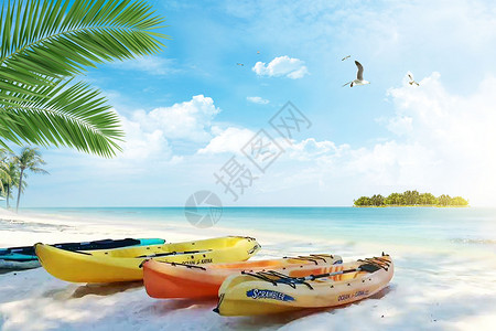 海边的船夏季背景设计图片
