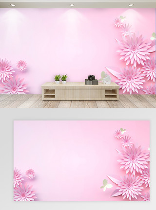 花卉3d简约浪漫立体浮雕花仿3D背景模板