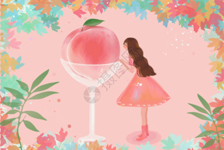 夏日水果水蜜桃水蜜桃女孩gif高清图片