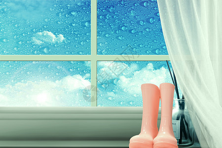 下雨的窗户天气预报设计图片