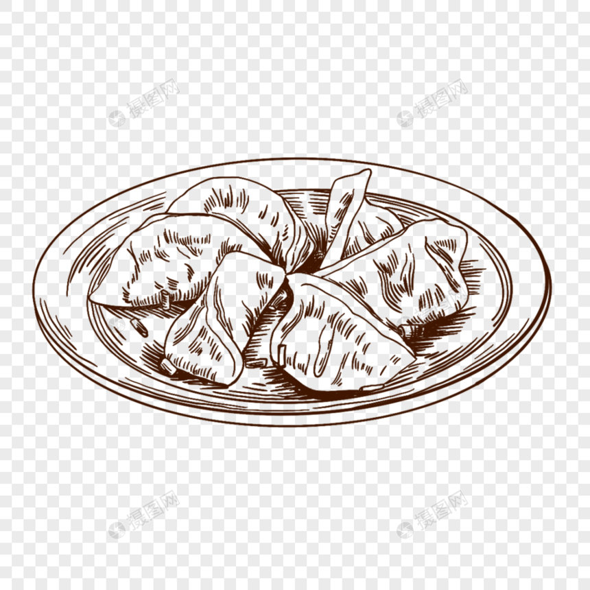 饺子线描饺子饺子插图饺子插画食物美味图片