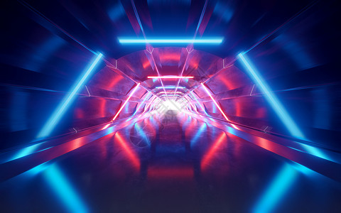赛博朋克框科幻霓虹灯光通道穿梭设计图片